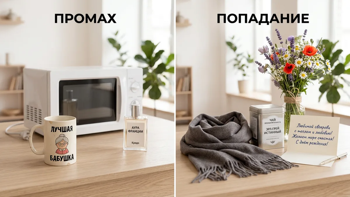 Сравнение хорошего и плохого подарка свекрови